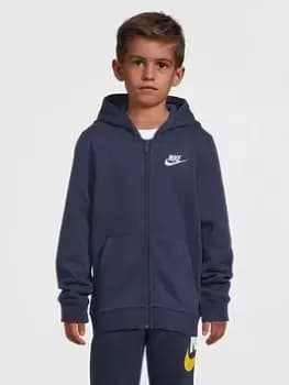 Nike Kids NSW Hoodie Full Zip Club - Navy, Size S+