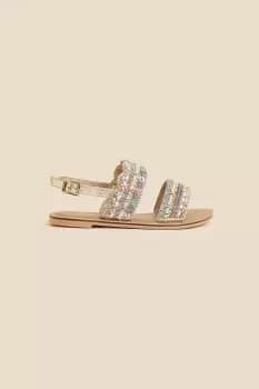 Girls Embellished Beaded Scallop Sandals