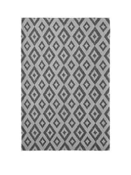 Relay Recycled Cotton Diamond Rug - Grey