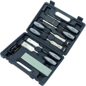 Wickes Powagrip Wood 8 Piece Chisel Set with Honing Guide and Sharpening Stone