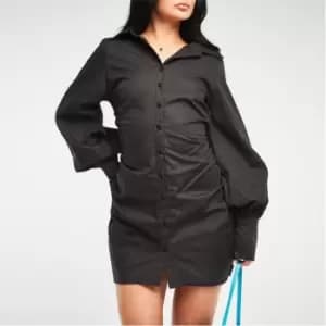 Missguided Ruched Mini Shirt Dress - Black