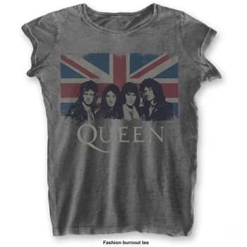 Queen - Vintage Union Jack Womens Medium T-Shirt - Grey