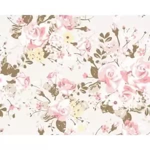 Origin Murals Vintage Rose Pattern Pink Wall Mural - 3.5 x 2.8m