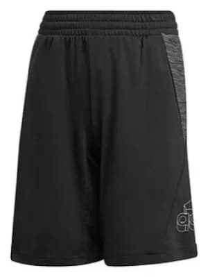 adidas Boys Aeroready Heather Short, Black/White, Size 15-16 Years