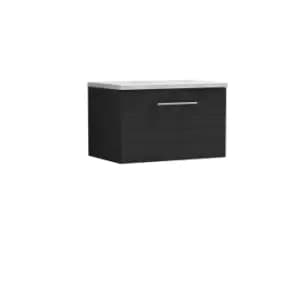Nuie Arno 600mm Wall Hung 1 Drawer Vanity & Bellato Grey Laminate Top Charcoal Black
