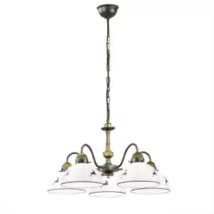 Kolarz Nonna Multi Arm Pendant Ceiling Light 5 Light Antique Brass
