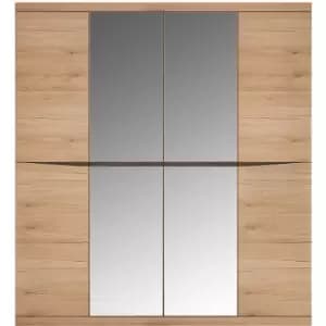 Kensington 3 Door Wardrobe with Centre Mirror door in Oak - Oak with dark Trim Melamine