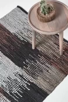 Real Leather Handwoven Cutshuttle Rug