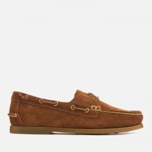 Polo Ralph Lauren Mens Merton Suede Boat Shoes - New Snuff - UK 10 - Tan
