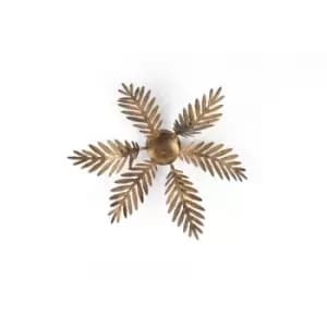 Felce 3 Light Feather Multi Arm Semi Flush Ceiling Lamp, Bronze