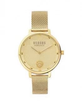 Versus Versace Gold Dial Gold Stainless Steel Mesh Strap Ladies Watch