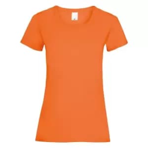 Womens/Ladies Value Fitted Short Sleeve Casual T-Shirt (Medium) (Bright Orange)