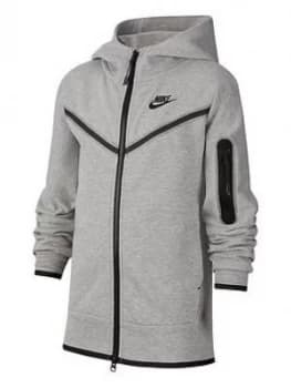 Nike Older Boys Tech Fleece Full Zip Hoodie - Grey Black