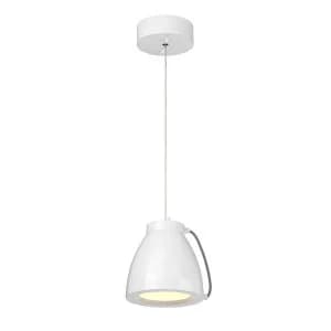 LED 1 Light Small Dome Ceiling Pendant White Painted Finish