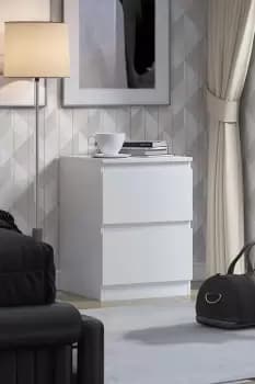 2 Drawer Matt White Bedside Chest - Stora