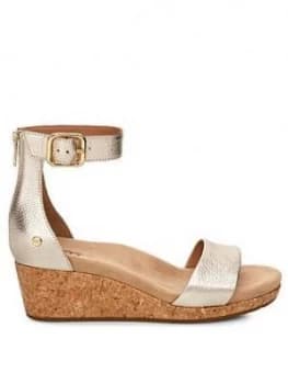 UGG Zoe II Metallic Wedges - Gold, Size 3, Women