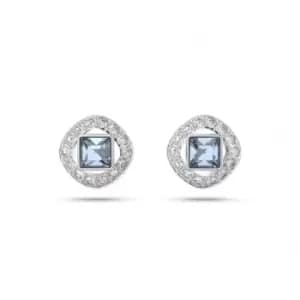 Angelic Rhodium Plated Blue Square Cut Stud Earrings 5662143