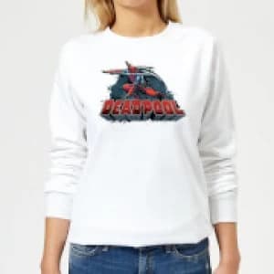 Marvel Deadpool Sword Logo Womens Sweatshirt - White - L