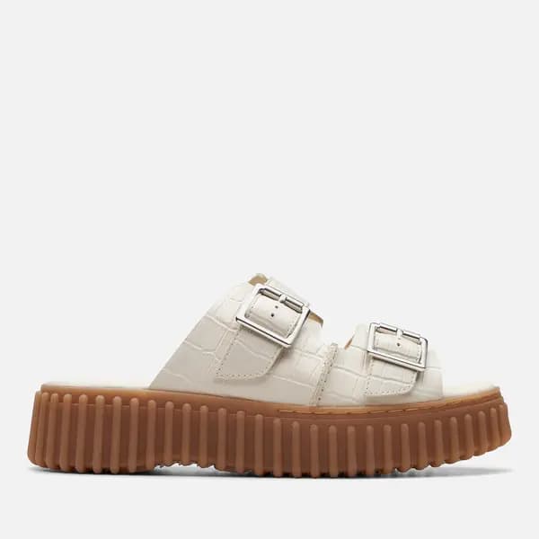 Clarks Womens Torhill Cros-Effect Leather Sandals - UK 4 Cream Sandals female 26176430 4