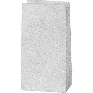 Paper Bags Glitter Silver (Pack Of 8)