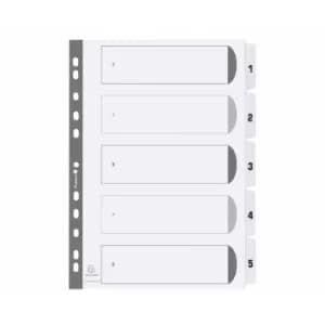 Exacompta Mylar Dividers 1-5 A4 160gsm Pack of 25, white