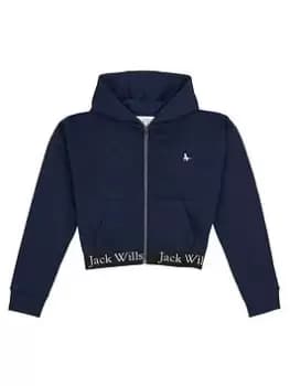 Jack Wills Girls Elastic Zip Thru Hoodie - Navy, Size Age: 10-11 Years, Women