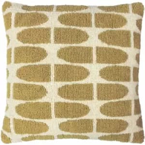 Furn - Kula Geometric Knitted 100% Cotton Cushion Cover, Ochre, 45 x 45 Cm