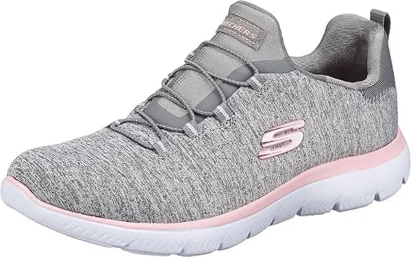 Skechers Womens Summits Slip On Lightweight Sports Trainers UK Size 4 (EU 37) Grey/Pink SKE1170-GYPK-4