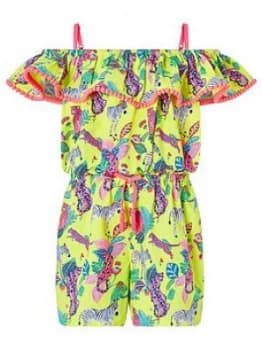 Accessorize Girls Bardot Wild Jungle Print Playsuit - Multi