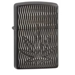Zippo Armor Marijuana Leaf Black Ice Finish Windproof Lighter