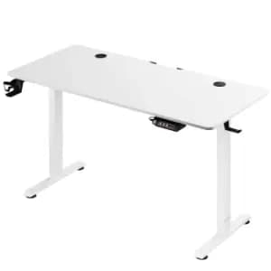 Height Adjustable Desk White 140x60x73-118cm LCD Display