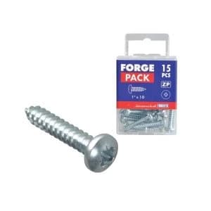 ForgeFix Self-Tapping Screw Pozi Compatible Pan Head ZP 1" x 10 ForgePack 15