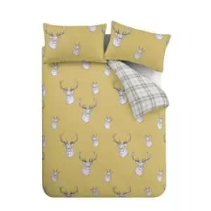 Stag Print Reversible Duvet Cover Set, Ochre, King - Catherine Lansfield