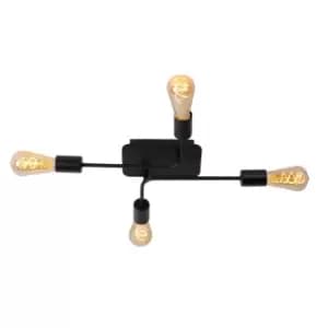 Lester Modern Flush Ceiling Light - 4xE27 - Black