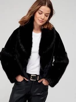 Hugo Boss Faux Fur Coat Black Size S Women