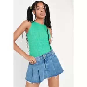 Missguided Crew Neck Rib Bodysuit - Green