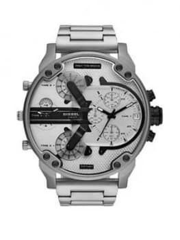 Diesel Mr Daddy 2.0 Grey and Black Detail Multi Dial Stainless Steel Bracelet Mens Watch, One Colour, Men