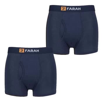 Farah 2 Pack Plain Cotton Keyhole Trunks Mens - Blue