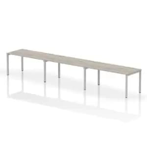 Impulse Bench Single Row 3 Person 1600 Silver Frame Office Bench Desk Grey Oak