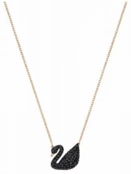 Swarovski Iconic Black Swan Pendant Rose Gold Plated Jewellery