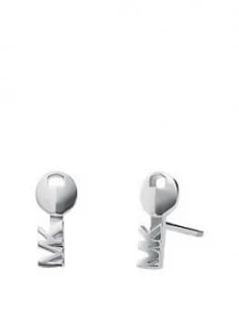 Michael Kors Silver Tone Mk Stud Earrings