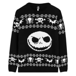 Nightmare Before Christmas Unisex Adult Jack Skellington Knitted Jumper (L) (Black/White)