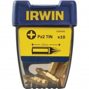 Irwin Pozi Titanium Coated Screwdriver Bit PZ2 25mm Pack of 10