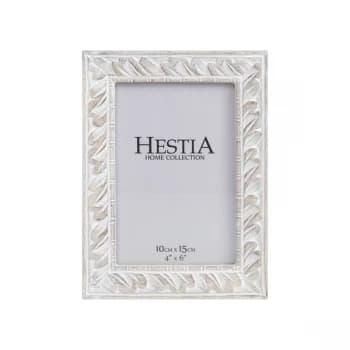 4" x 6" - Whitewashed Carved Wood Effect Photo Frame