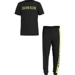 Calvin Klein Knit Pj Set (Ss + Cuffed Pant) - Black