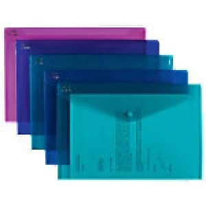 Snopake Document Wallets 10088 Foolscap Assorted Polypropylene 36 x 24cm 5 Pieces