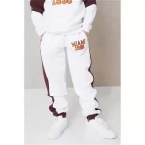 I Saw It First White Girls Varsity Miami 1990 Slogan Colour Block Joggers - White
