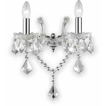 Ideal Lux Lighting - Ideal Lux Florian - 2 Light Indoor Glass Candle Wall Light Chrome with Crystals, E14