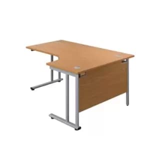 Tc 1800X1200 Twin Upright Right Hand Radial Desk Nova Oak-Silver + Desk High Ped