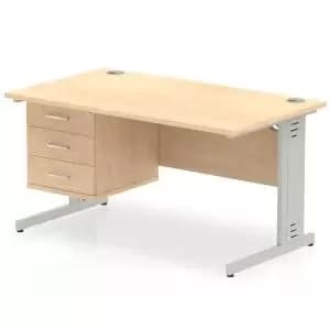 Impulse 1400 Rectangle Silver Cable Managed Leg Desk MAPLE 1 x 3
